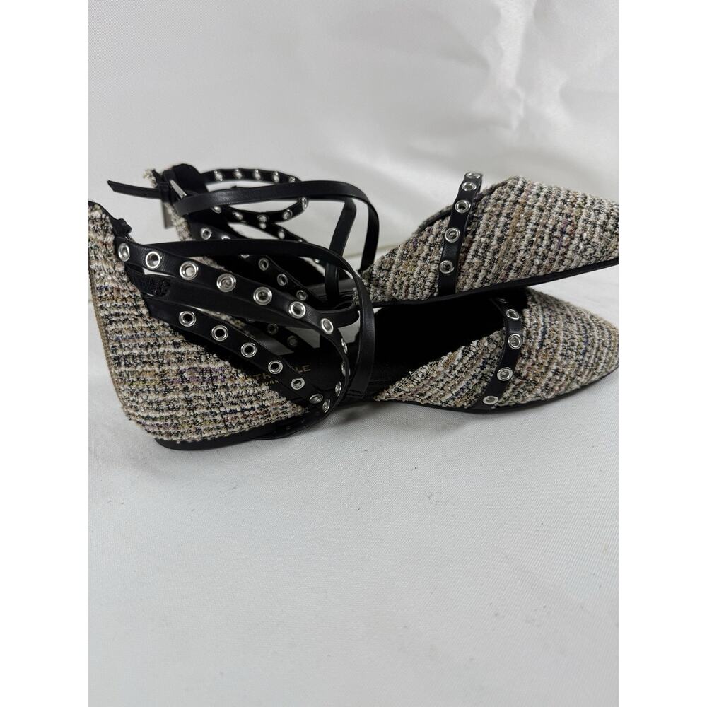 Kenneth Cole Mason d'Orsay Ankle Strap Flats Size 6 Black/Tweed - Picture 5 of 14
